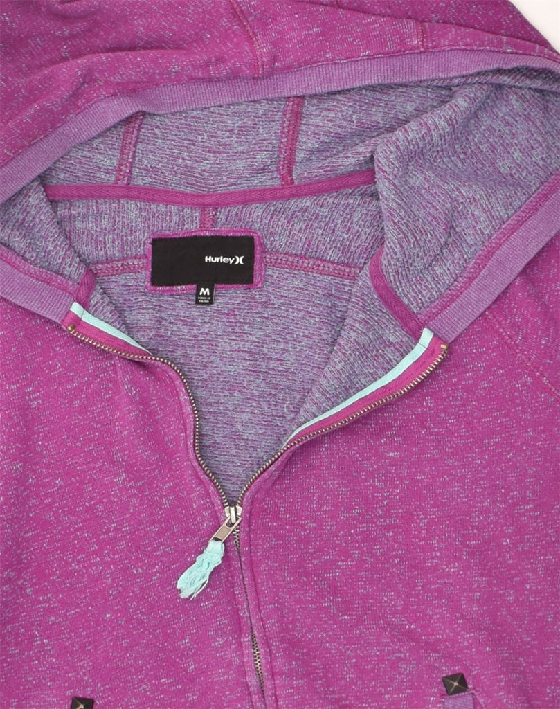 HURLEY Womens Zip Hoodie Sweater UK 12 Medium Purple Cotton | Vintage Hurley | Thrift | Second-Hand Hurley | Used Clothing | Messina Hembry 