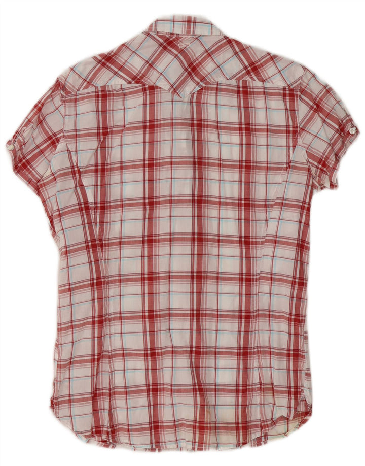 Levi's Womens Short Sleeve Shirt UK 16 Large Red Check