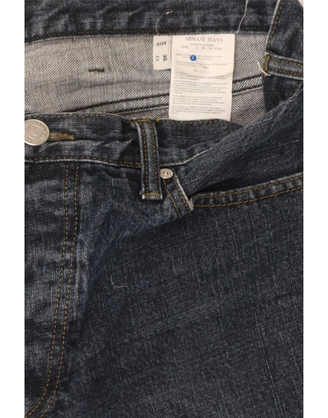 Armani Mens Straight Jeans W36 L31 Navy Blue Cotton