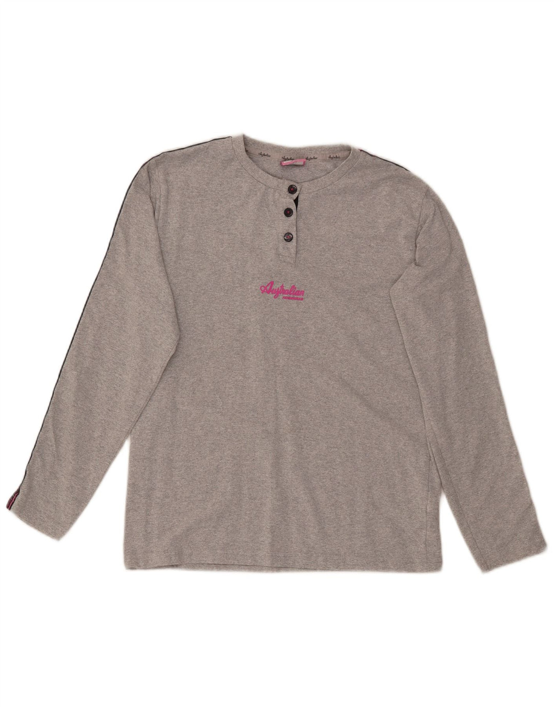 AUSTRALIAN L'ALPINA Womens Graphic Top Long Sleeve UK 10 Small Grey