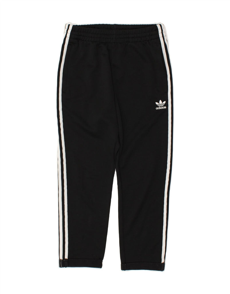 ADIDAS Womens Crop Tracksuit Trousers UK 10 Small Black Polyester | Vintage Adidas | Thrift | Second-Hand Adidas | Used Clothing | Messina Hembry 