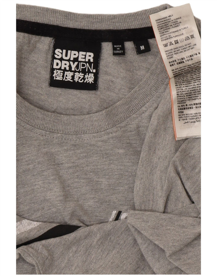 SUPERDRY Mens Graphic T-Shirt Top Medium Grey Cotton