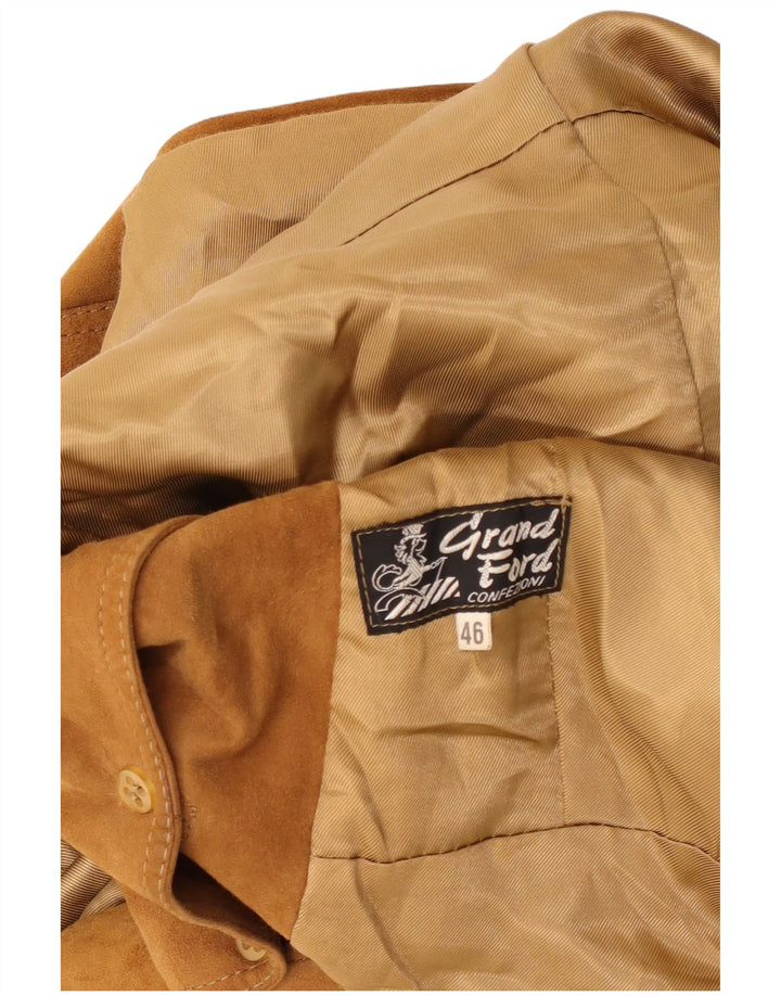 Grand Ford Womens 3 Button Suede Blazer Jacket IT 46 Large Beige