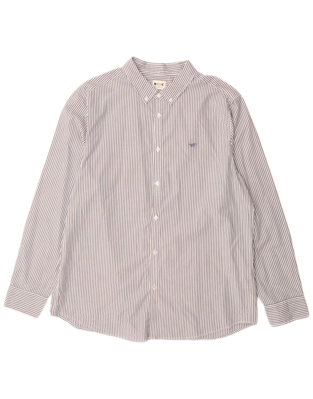 Mustang Mens Regular Fit Shirt XL Grey Pinstripe Cotton