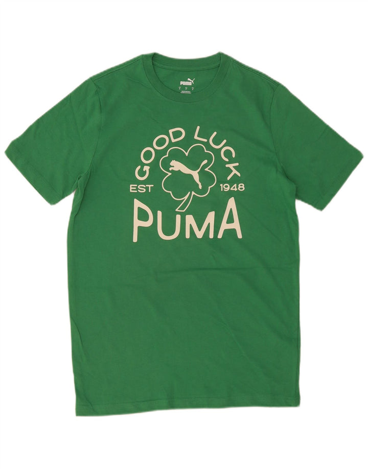Puma Mens Graphic T-Shirt Top Small Green Cotton