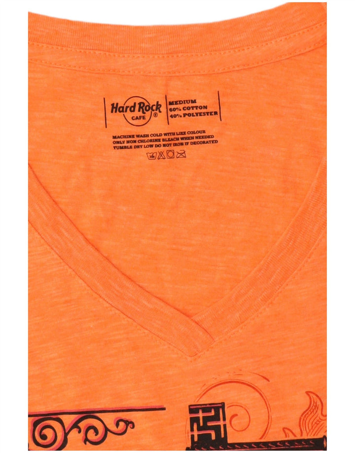 HARD ROCK CAFE Womens Singapore Graphic T-Shirt Top UK 14 Medium Orange