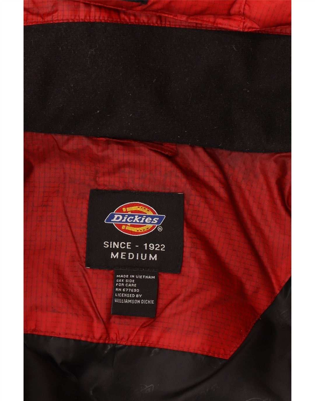 Dickies Mens Hooded Padded Jacket UK 38 Medium Red Colourblock Nylon