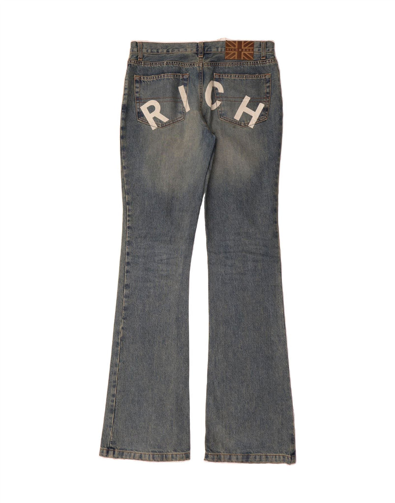 RICHMOND Womens Graphic Bootcut Jeans W31 L37 Blue Cotton Vintage Richmond and Second-Hand Richmond from Messina Hembry 