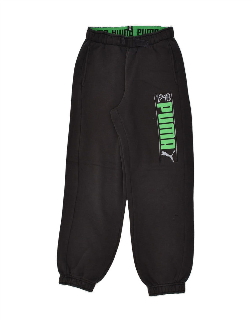 PUMA Boys Graphic Tracksuit Trousers Joggers 11-12 Years Black Cotton | Vintage Puma | Thrift | Second-Hand Puma | Used Clothing | Messina Hembry 