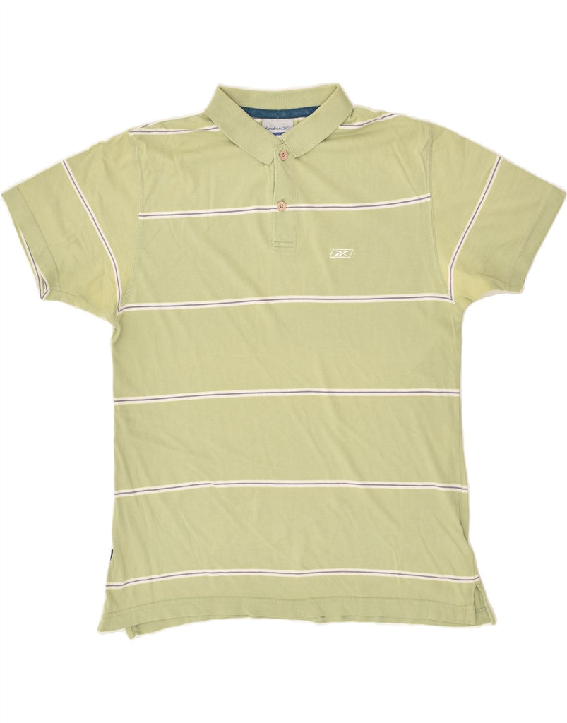 REEBOK Mens Polo Shirt Small Green Striped Cotton | Vintage Reebok | Thrift | Second-Hand Reebok | Used Clothing | Messina Hembry 