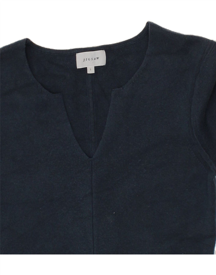 JIGSAW Womens 3/4 Sleeve Maxi Dress UK 10 Small Navy Blue Polyamide Vintage Jigsaw and Second-Hand Jigsaw from Messina Hembry 