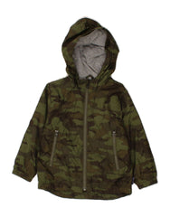 GAP Boys Hooded Rain Jacket 2-3 Years Green Camouflage Polyester