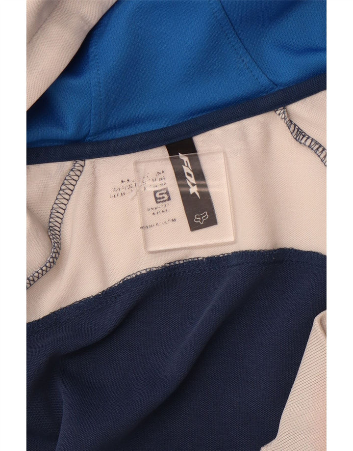 FOX Mens Graphic Zip Hoodie Sweater Small Blue Colourblock