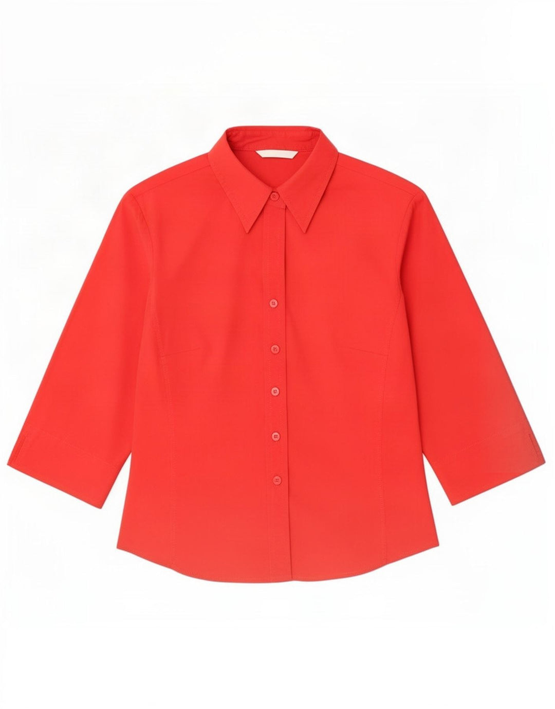 Marks & Spencer Womens 3/4 Sleeve Shirt UK 10 Small Red Cotton