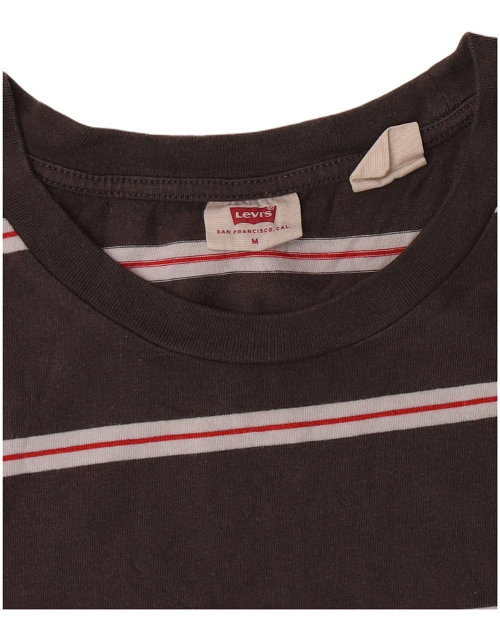 Levi's Womens T-Shirt Top UK 14 Medium Grey Striped