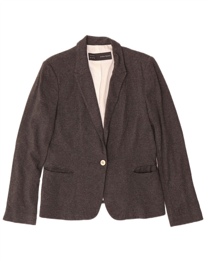 Zara Womens 1 Button Blazer Jacket UK 18 XL Grey
