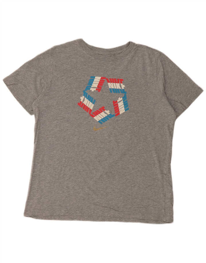 NIKE Womens Standard Fit Graphic T-Shirt Top UK 18 XL Grey Cotton