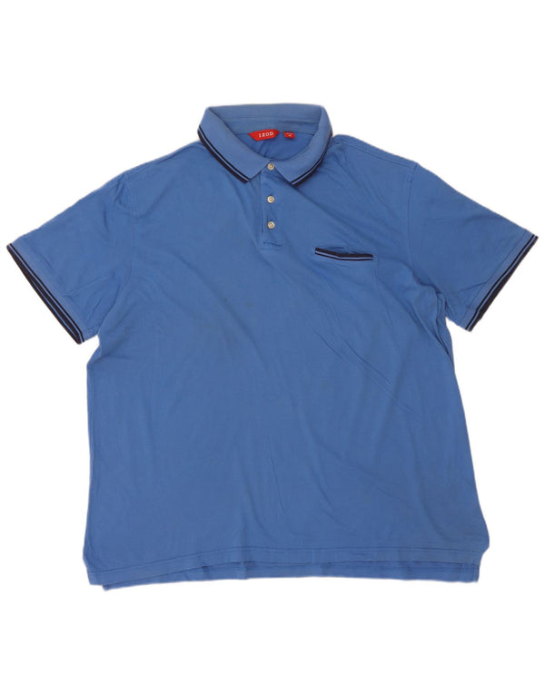 Izod Mens Polo Shirt XL Blue Cotton