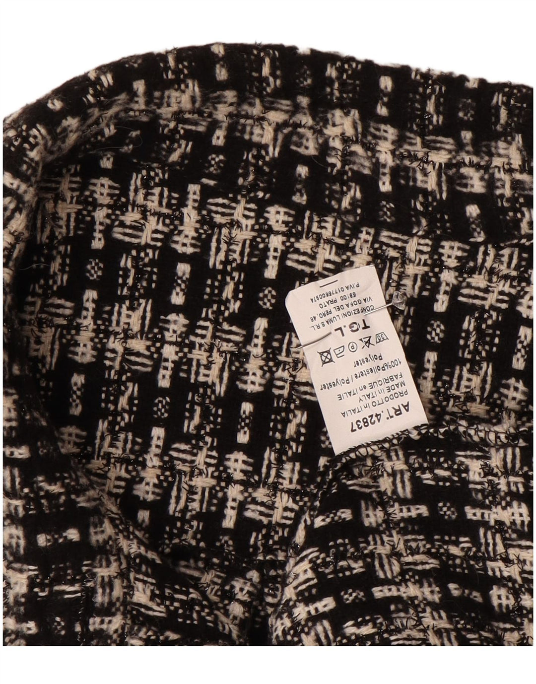 Vintage Womens Overshirt Knit Shirt UK 16 Large Black Check Polyester