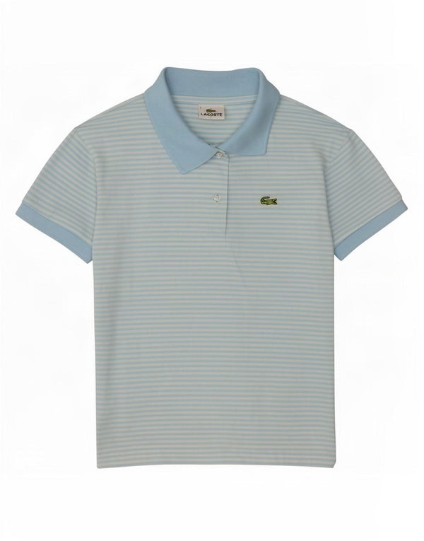 Lacoste Girls Polo Shirt 11-12 Years Large Blue Pinstripe
