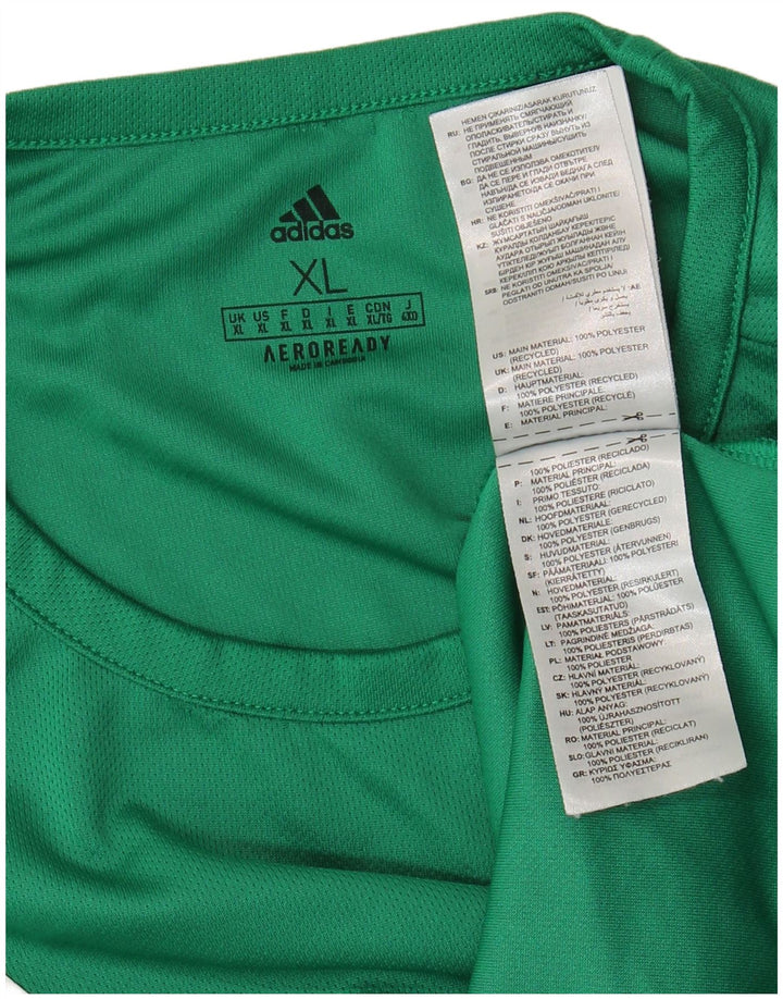 Adidas Mens Aeroready T-Shirt Top XL Green Colourblock Polyester