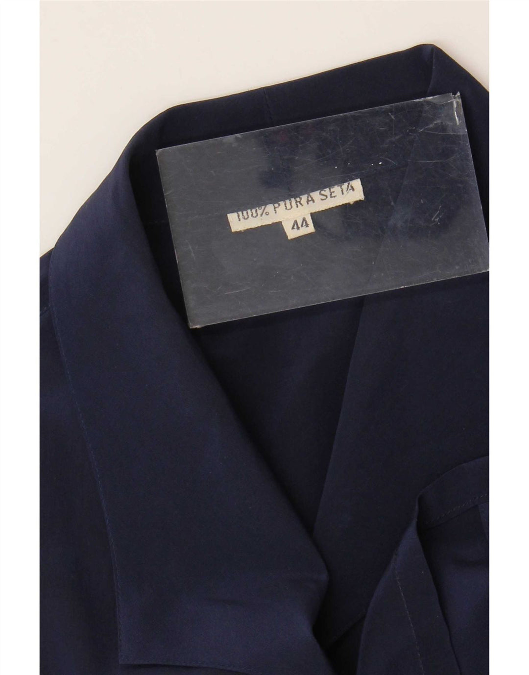 Vintage Womens Shirt Blouse IT 44 Medium Navy Blue Silk
