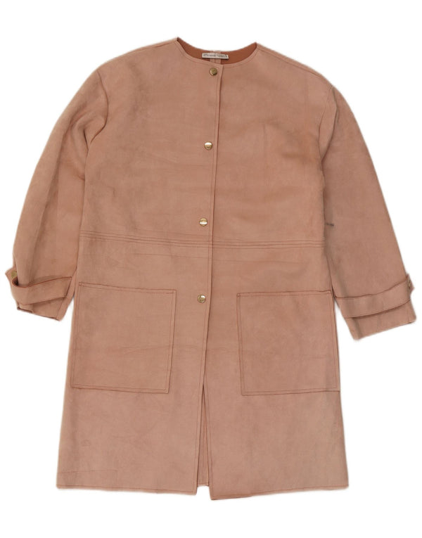 Zara Womens Overcoat UK 10 Small Pink Polyester