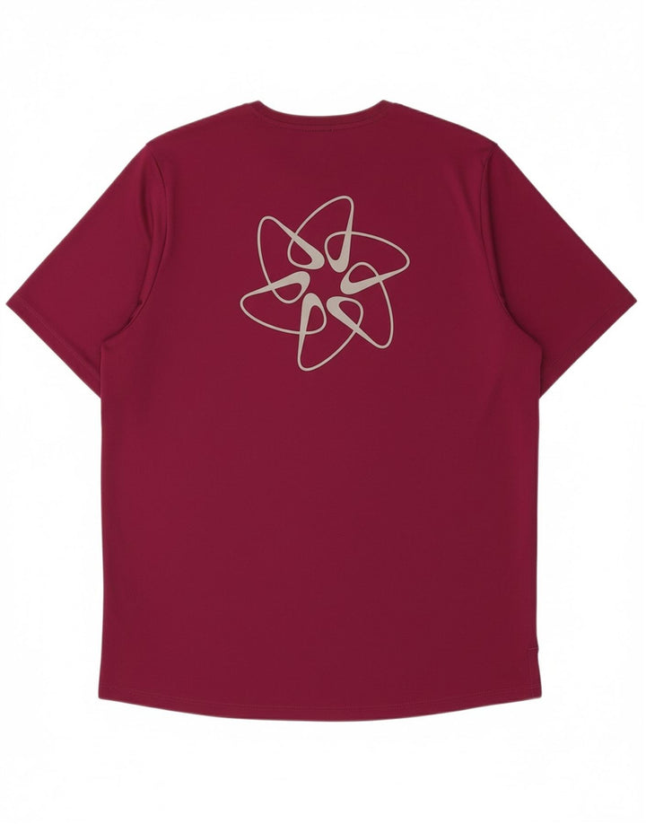 NIKE Mens Dri Fit Graphic T-Shirt Top Medium Burgundy Polyester