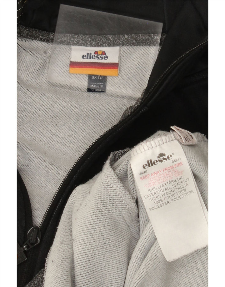 Ellesse Mens Zip Hoodie Sweater Medium Black Colourblock Polyester