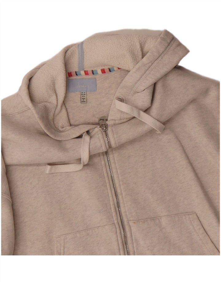 Joules Womens Oversized Zip Hoodie Sweater UK 10 Small Beige Polyester