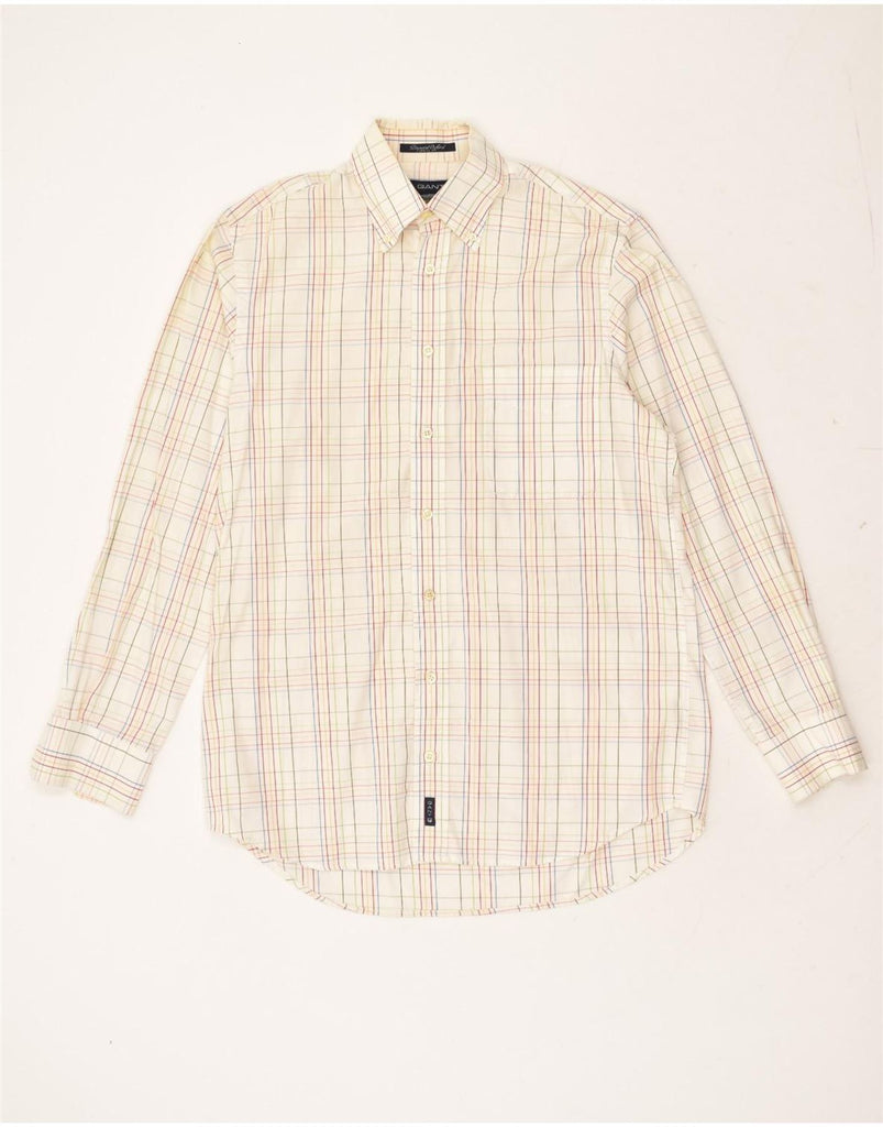 GANT Mens Dress Shirt Shirt Small Off White Check Cotton | Vintage Gant | Thrift | Second-Hand Gant | Used Clothing | Messina Hembry 