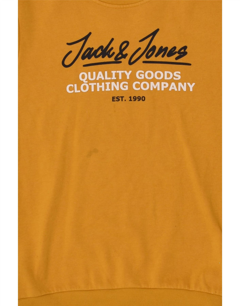 JACK & JONES Boys Graphic Hoodie Jumper 13-14 Years Yellow Cotton | Vintage Jack & Jones | Thrift | Second-Hand Jack & Jones | Used Clothing | Messina Hembry 