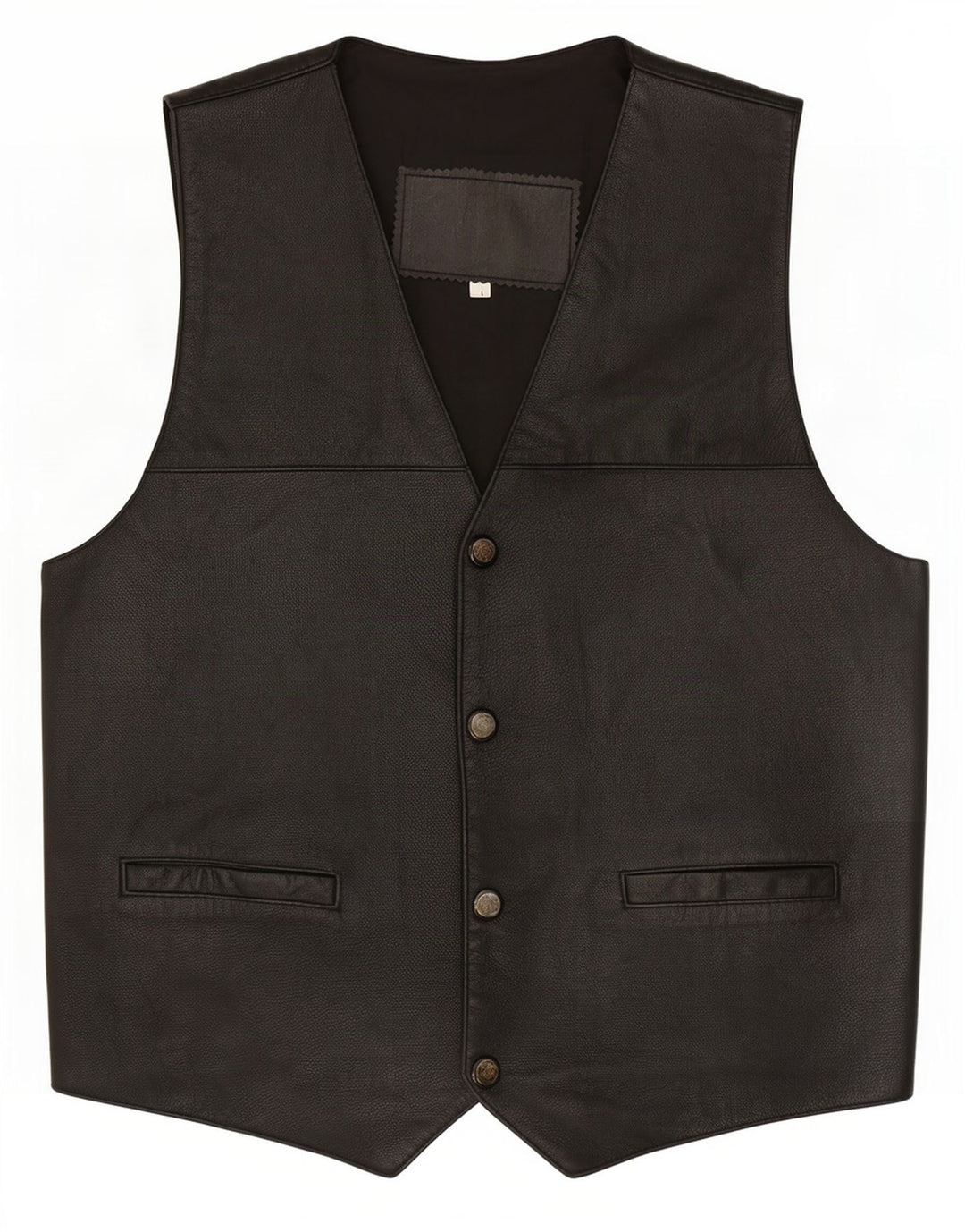 Vintage Mens Leather Waistcoat Large Black