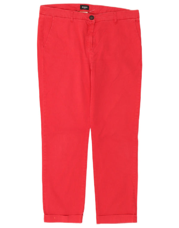 Marella Womens EMME Straight Cropped Trousers UK 12 Medium W32 L26 Red