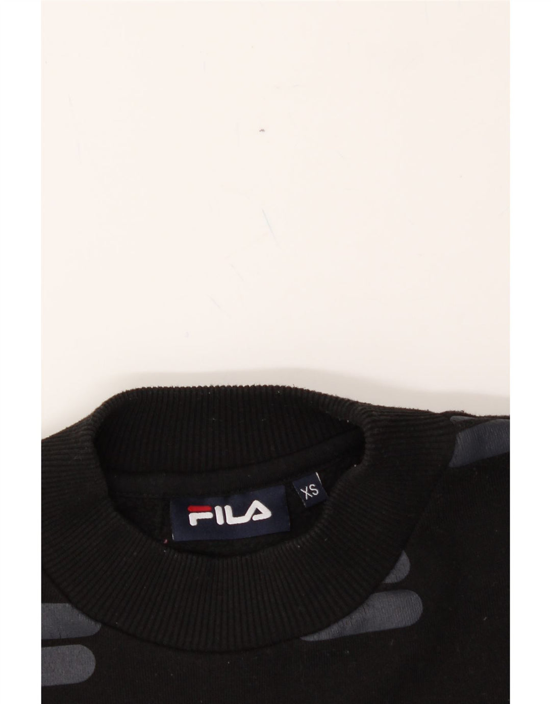 FILA Womens Oversized Crop Graphic Sweatshirt Jumper UK 6 XS Black Vintage Fila and Second-Hand Fila from Messina Hembry 