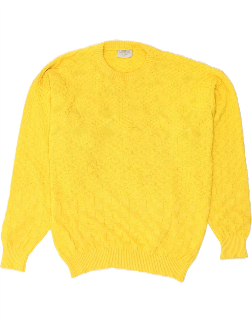 VINTAGE Mens Crew Neck Jumper Sweater XL Yellow Cotton | Vintage Vintage | Thrift | Second-Hand Vintage | Used Clothing | Messina Hembry 