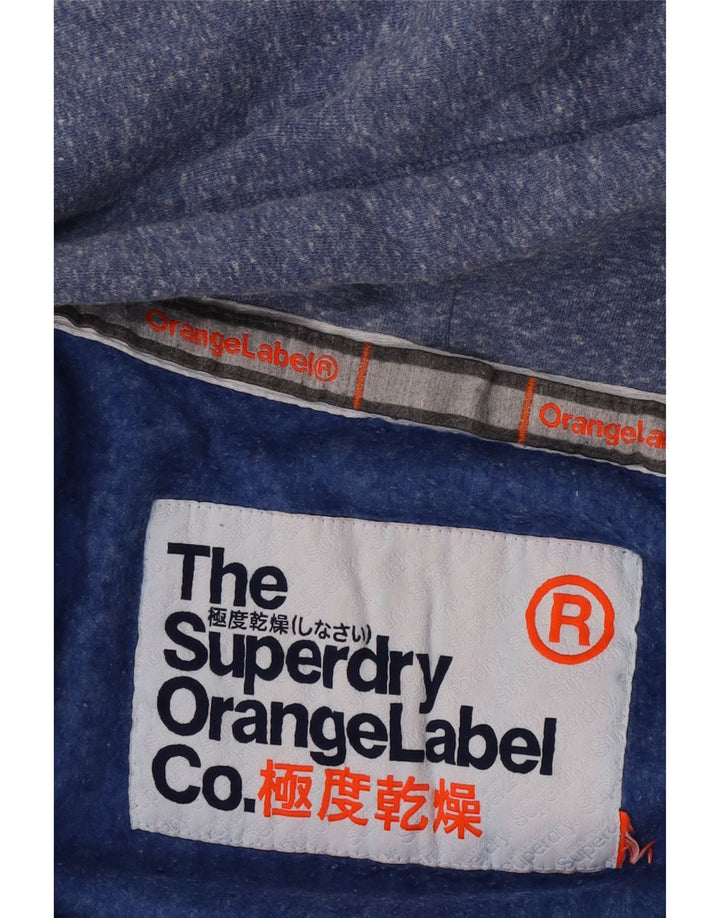 Superdry Womens Zip Hoodie Sweater UK 14 Medium Blue Flecked