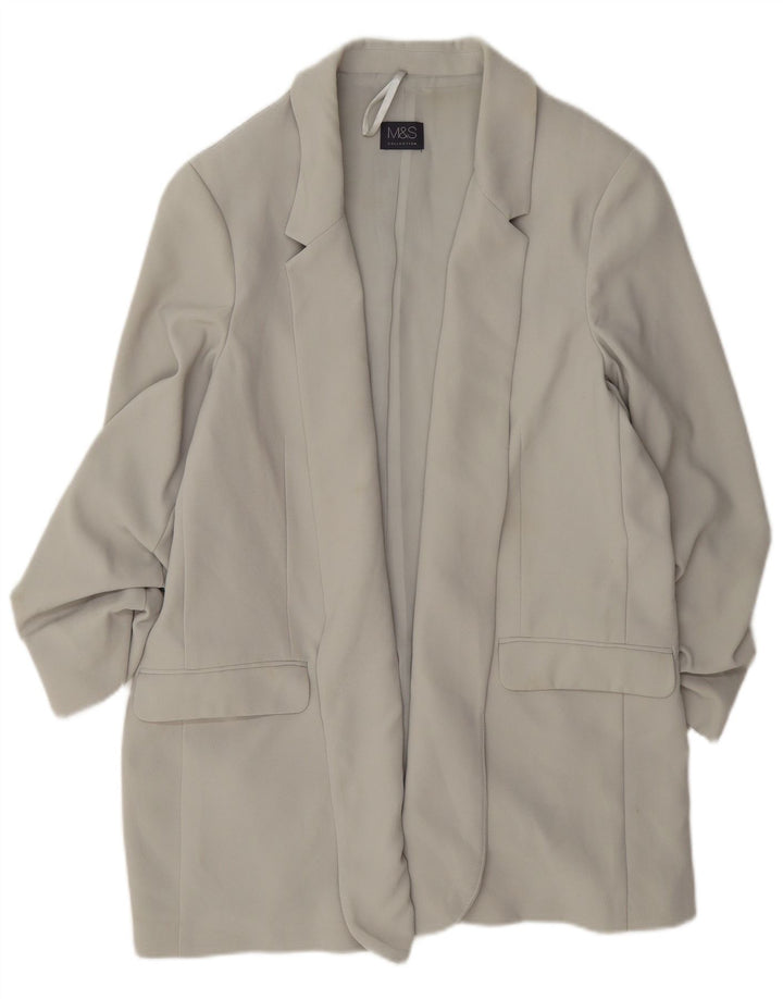 Marks & Spencer Womens Longline Open Blazer Jacket UK 12 Medium Grey