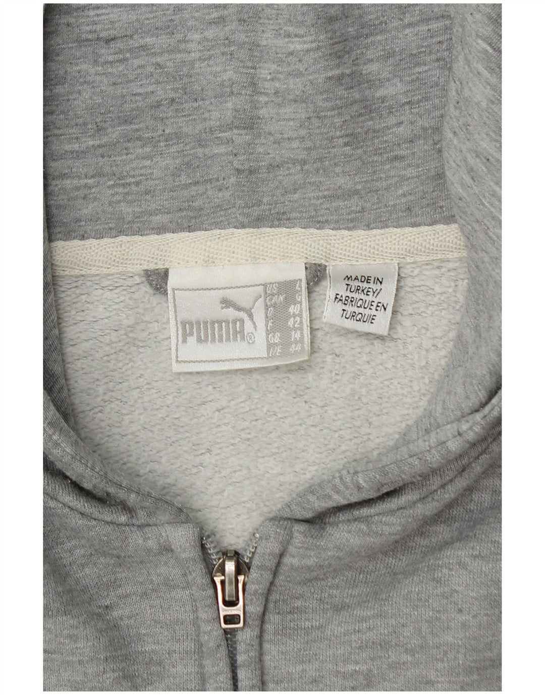 Puma Womens Zip Hoodie Sweater UK 14 Medium Grey Flecked