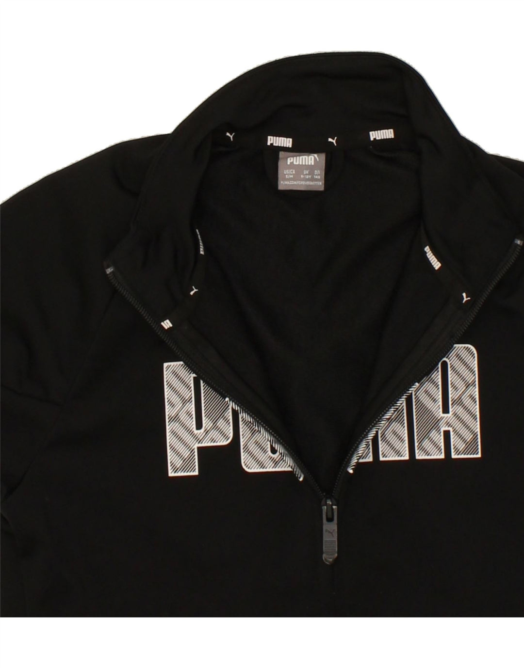 PUMA Boys Graphic Tracksuit Top Jacket 9-10 Years Medium  Black Polyester Vintage Puma and Second-Hand Puma from Messina Hembry 