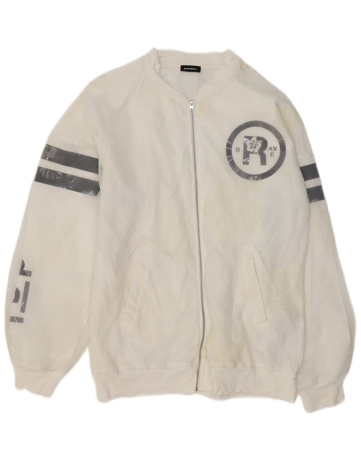 DIESEL Boys Graphic Tracksuit Top Jacket 15-16 Years White Polyester