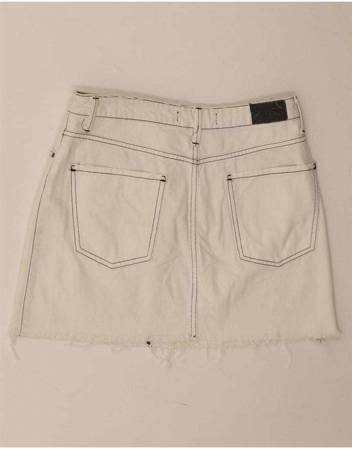 Zara Womens Mini Denim Skirt Small W27  White