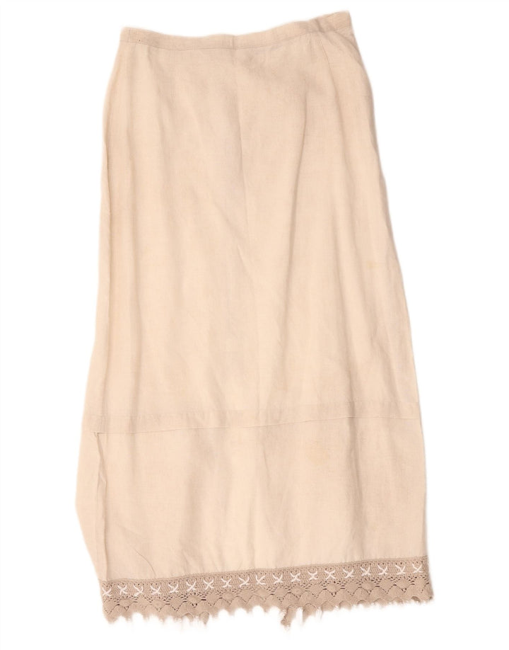 L.Pucci Womens Midi Skirt IT 44 Medium W28  Beige Linen