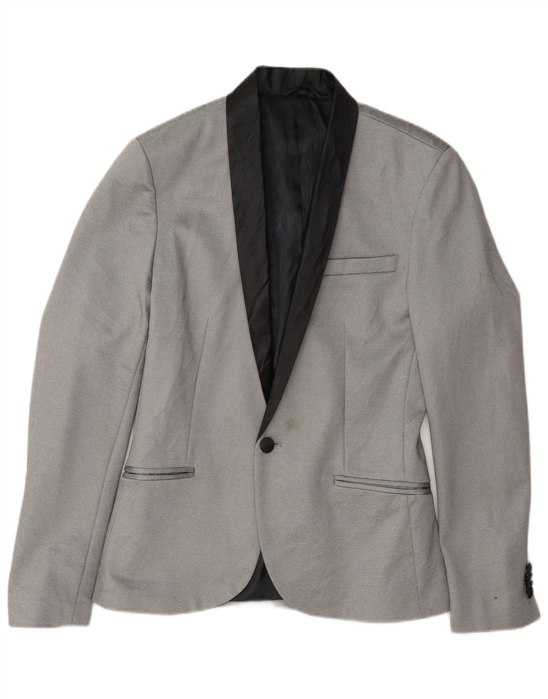 Zara Mens 1 Button Blazer Jacket UK 36 Small Grey Polyester