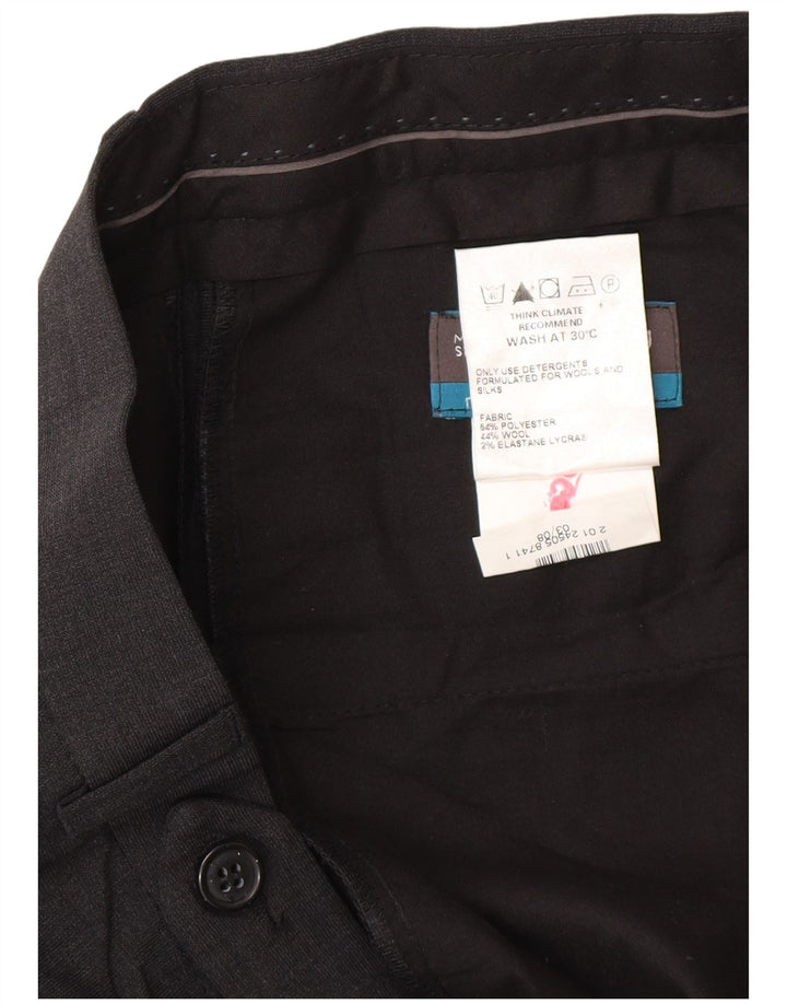 Marks & Spencer Mens Tailored Pegged Suit Trousers W34 L29 Grey Polyester