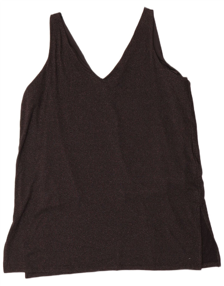 Marks & Spencer Womens Sleeveless Blouse Top UK 20 2XL Black Viscose