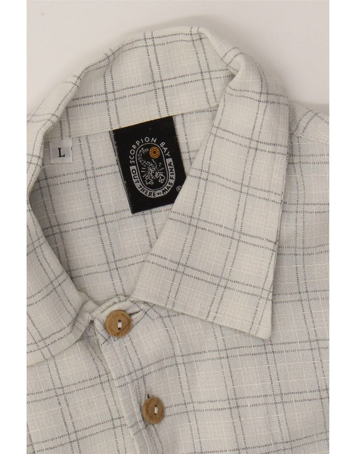 SCORPION BAY Mens Short Sleeve Shirt Large Off White Check