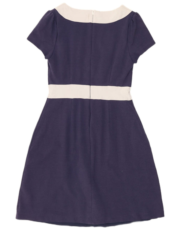 Boden Womens A-Line Dress UK 14 Large Navy Blue Colourblock Cotton