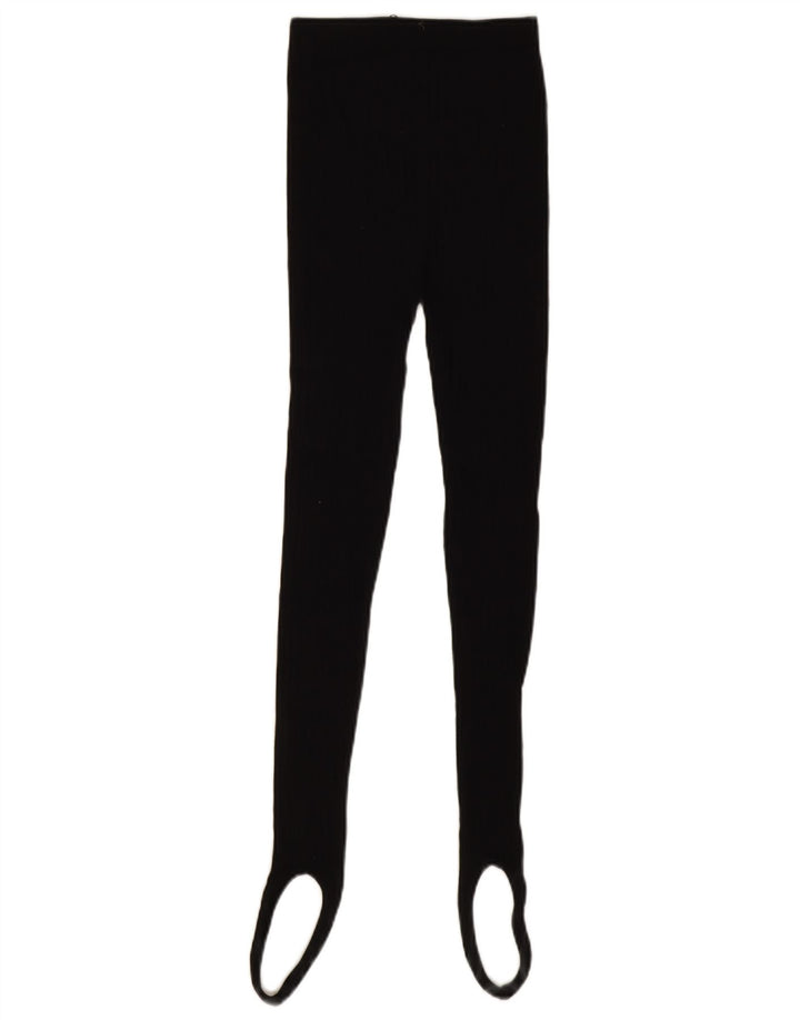 Zara Womens Stirrup Leggings UK 12 Medium Black Cotton