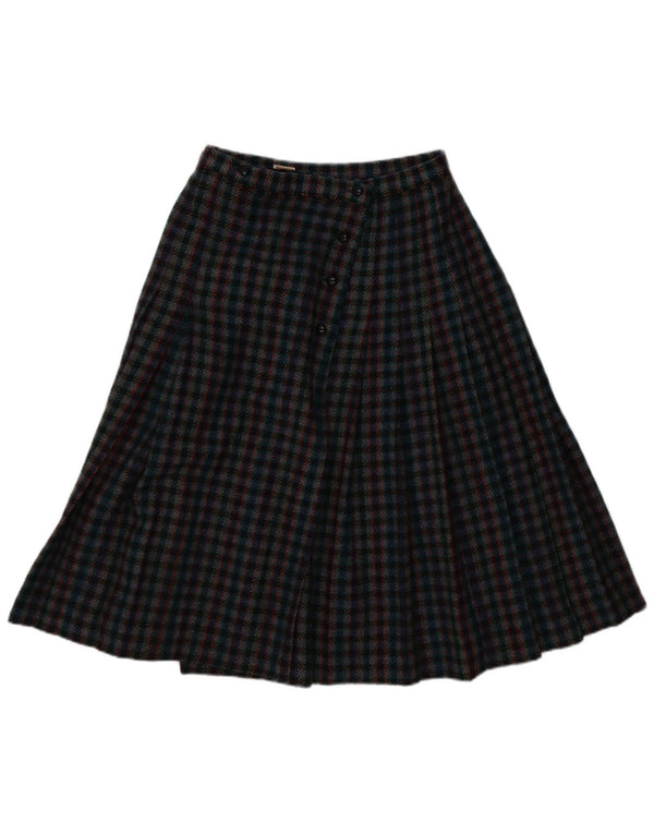 Vintage Womens Pleated Skirt W28 Medium Multicoloured Check